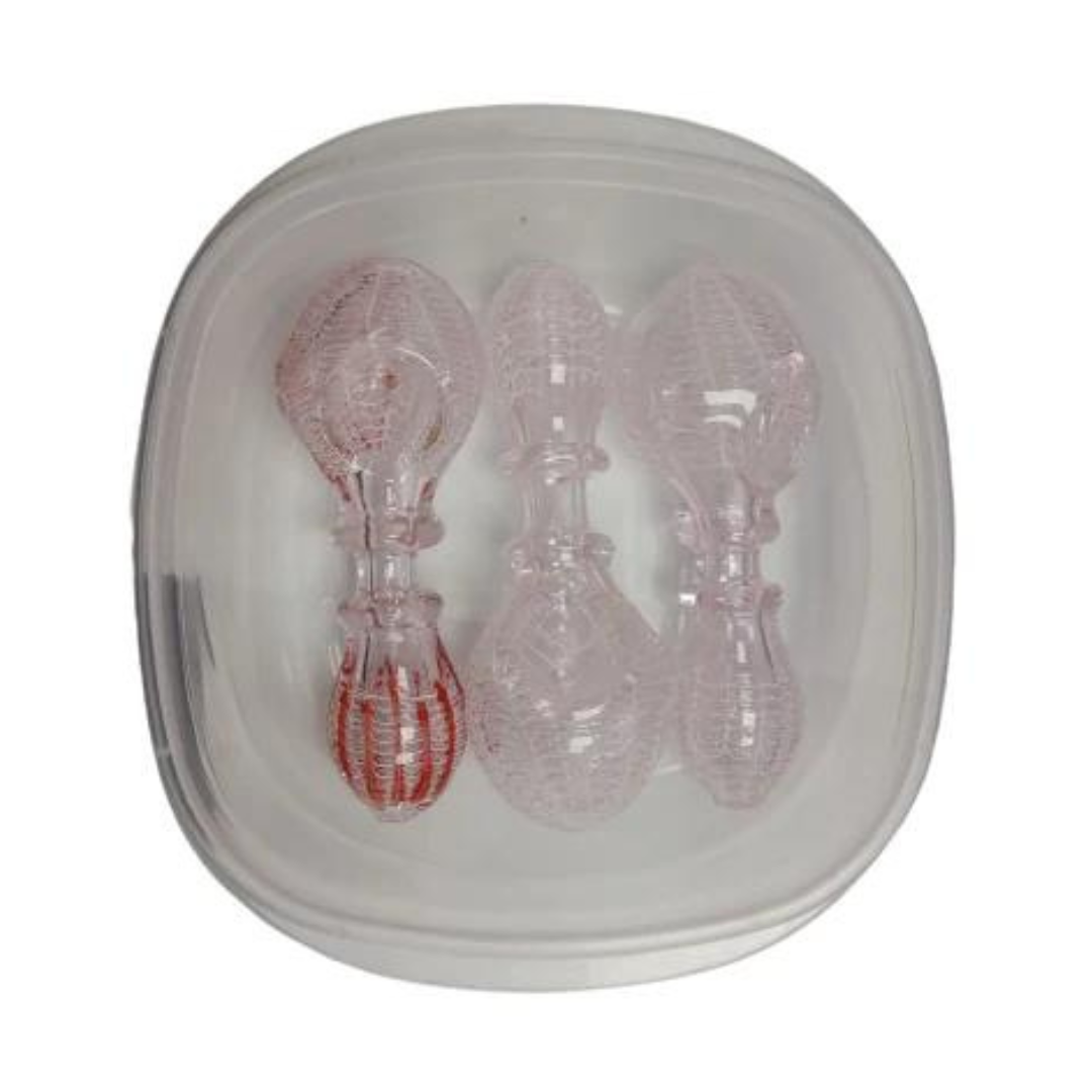 4.5 INCHES DOUBLE WALLED SPIDER WEB TOBACCO SMOKING PIPE THICK ASSORTED - PACK OF 3