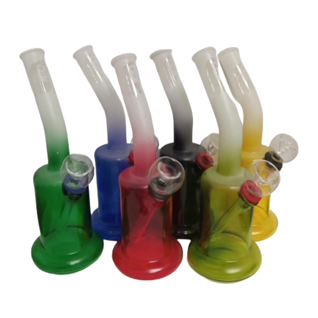 7 INCHES BOB MARLEY BENT NECK WATER PIPE ASSORTED - JAR OF 12