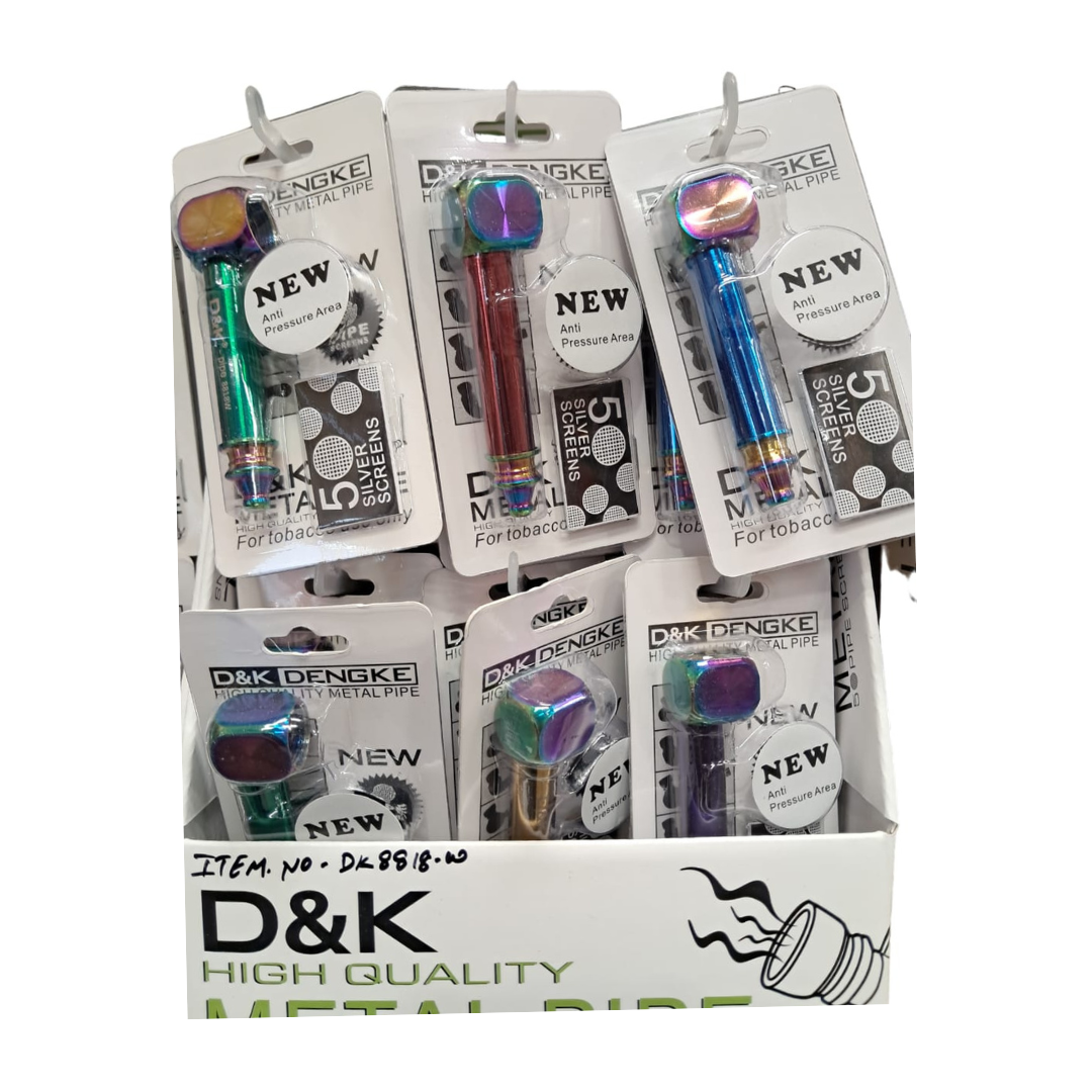 D & K DENGKE 3 INCHES HIGH QUALITY RAINBOW POLISHING IN BLISTER PACKING HAND PIPE - PACK OF 24