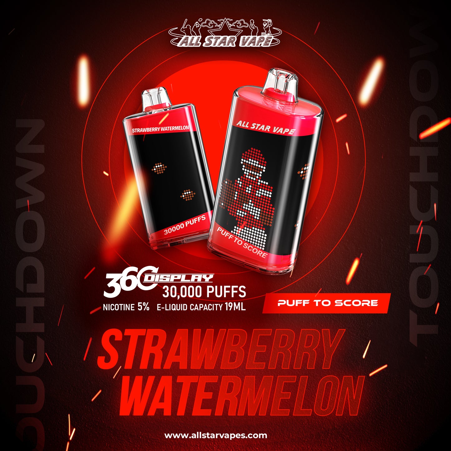 ALL STAR VAPE 360 DISPLAY SCREEN 30000 PUFFS DISPOSABLE - DISPLAY OF 5
