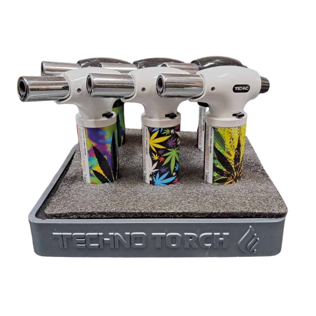 TECHNO TORCH RAINBOW COLORED LIGHTER - PACK OF 6