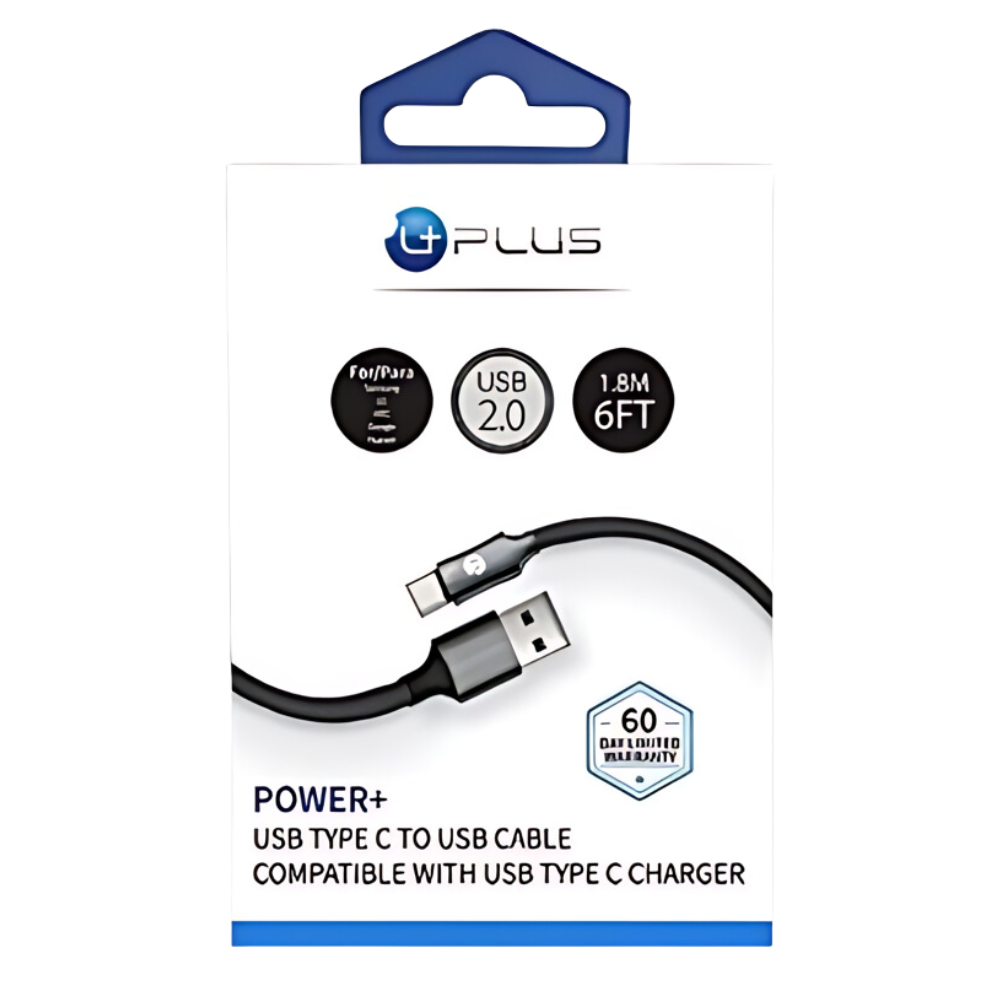UPLUS POWER+ USB TYPE C TO USB CABLE 6FT - BLACK