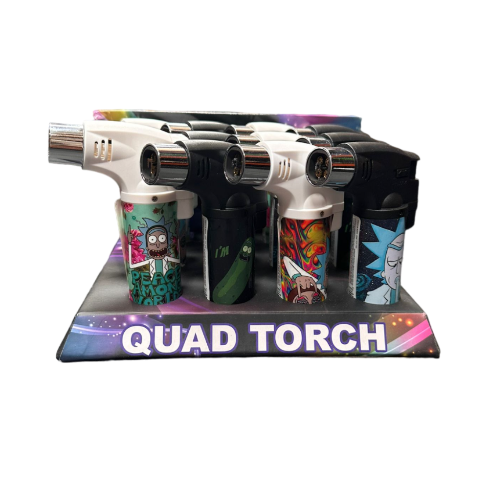 TECHNO TORCH RICK AND MORTY QUAD FLAME LIGHTER - PACK OF 12