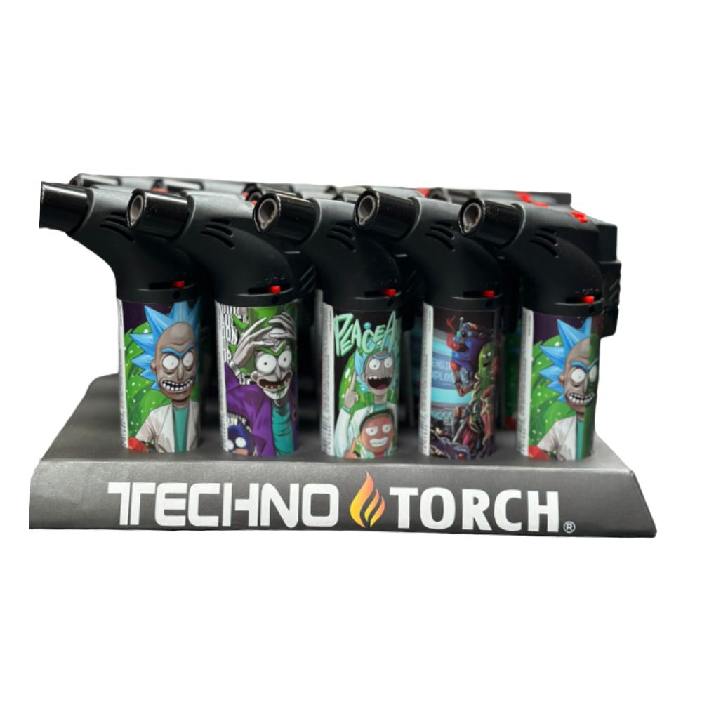 ANGLE TORCH RICK AND MORTY SINGLE FLAME LIGHTER - PACK OF 15