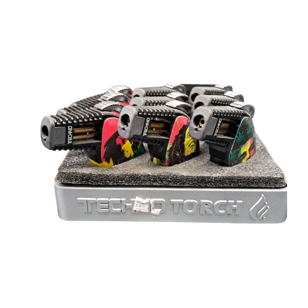 TECHNO TORCH BOB MARLEY SINGLE FLAME LIGHTER - PACK OF 9