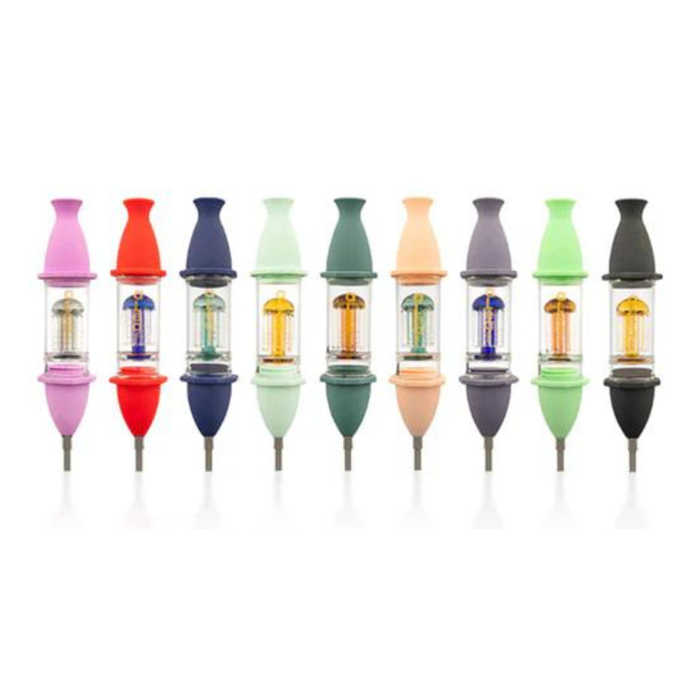 8.25 INCHES ALEAF SILICONE ROCKET NECTAR WITH GLASS TREE PERC ASSORTED