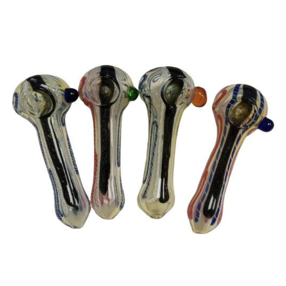 MULTI COLOR 4.5 INCHES GLASS HAND PIPE (SPOON) ASSORTED - PACK OF 5 (HP11)