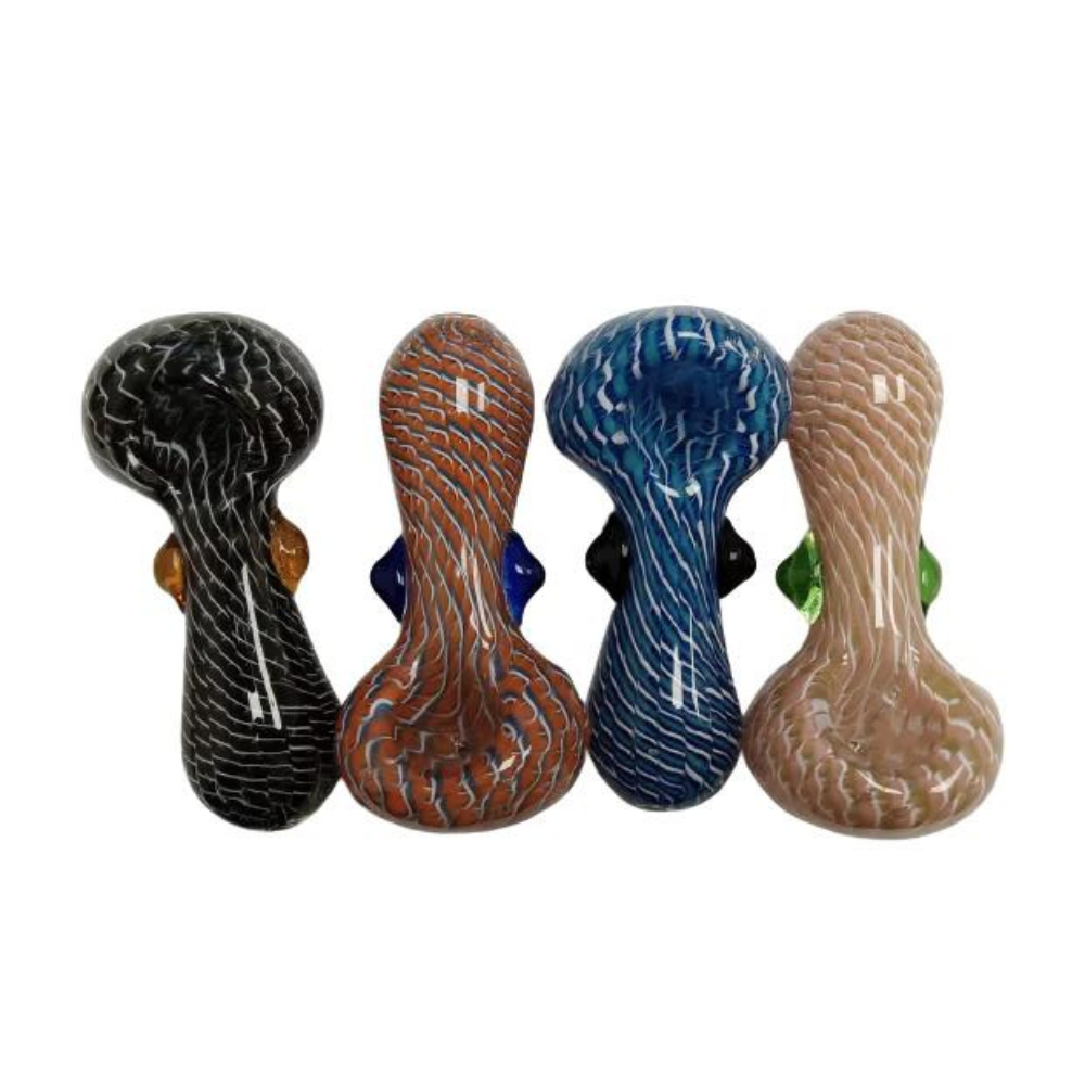 ELEGANT GLASS HAND PIPE (SPOON) ASSORTED - PACK OF 4 (HP69)