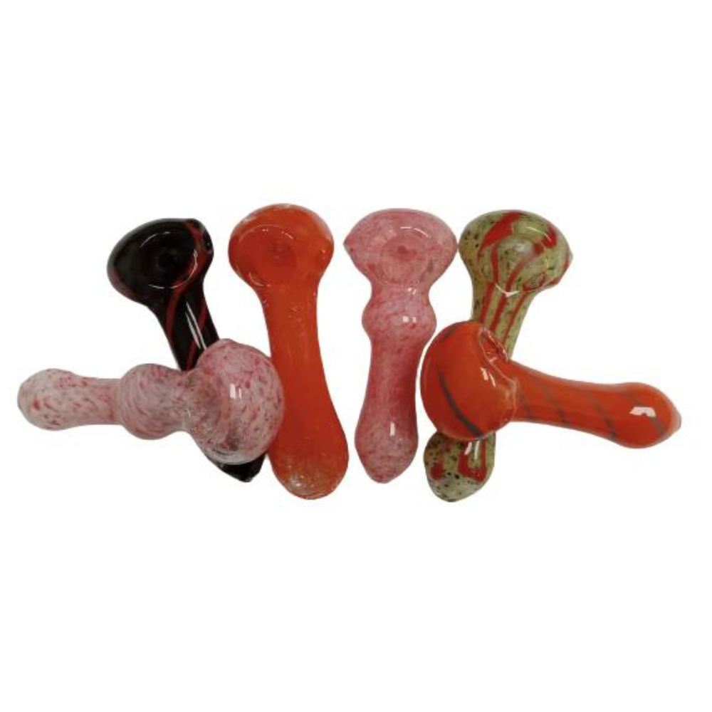 MUTLICOLOR GLASS HAND PIPE 4 INCHES AND 3.5 INCHES ASSORTED - PACK OF 6 (HP35)