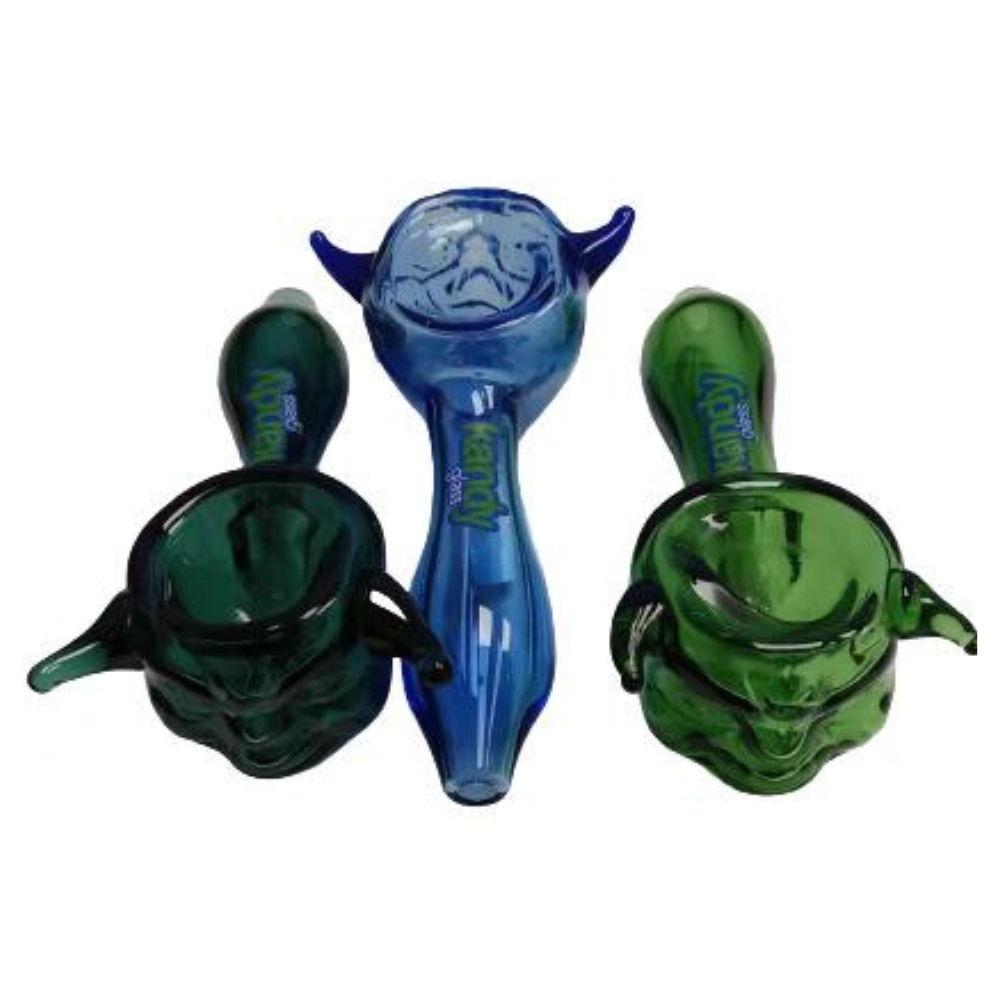 KANDY 4.25 INCHES STAR WARS YODA GLASS HAND PIPE (SPOON) ASSORTED - PACK OF 4