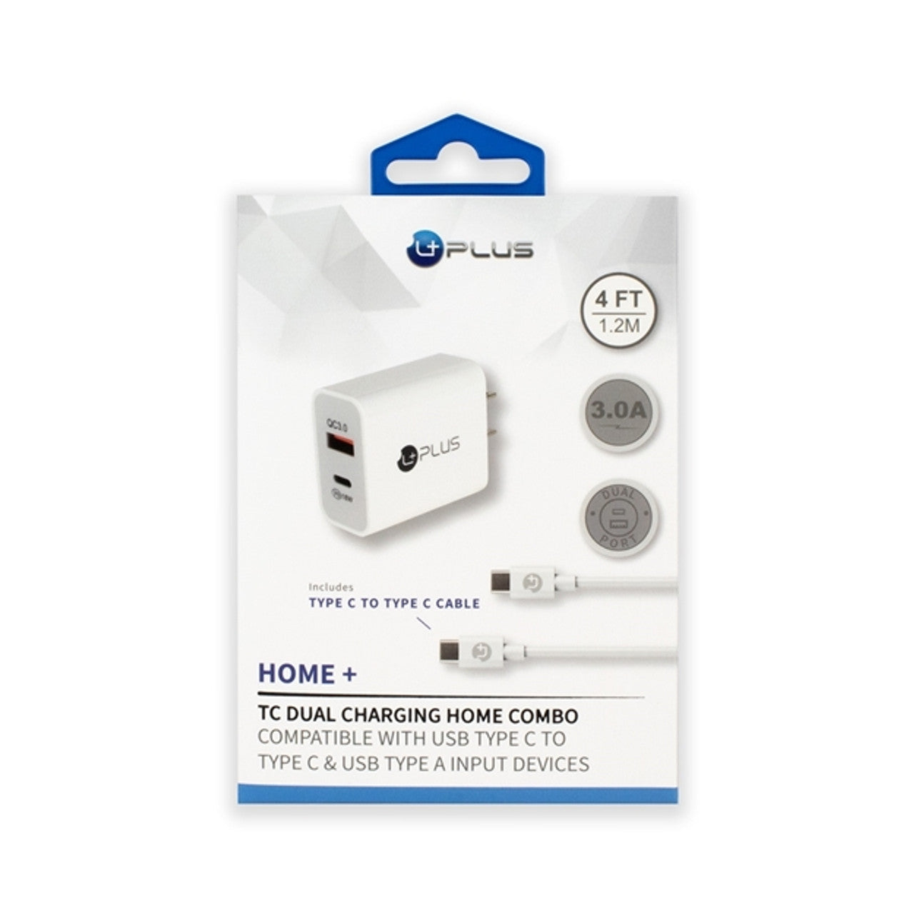 UPLUS HOME+ TYPE-C DUAL CHARGING HOME COMBO 4FT