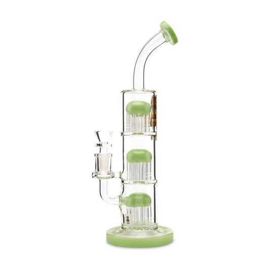 12 INCHES TRIPLE PERCOLATOR GLASS WATER PIPE | ASSORTED COLORS