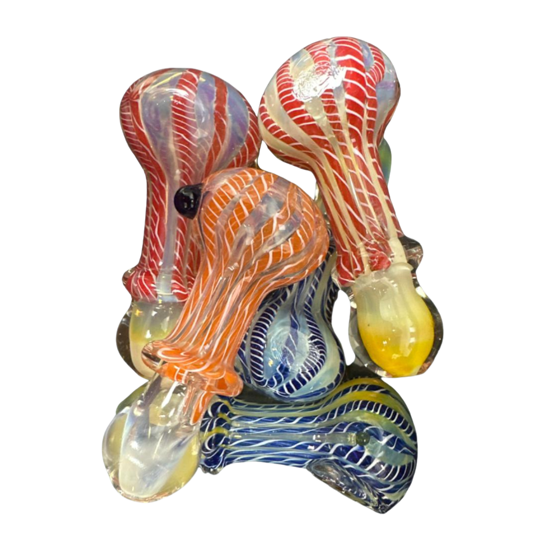 3 INCHES FANCY GLASS HAND PIPE - PACK OF 5