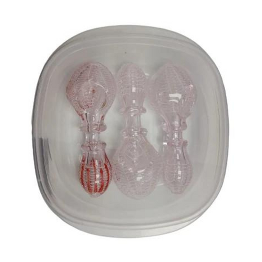 4.5 INCHES DOUBLE WALLED SPIDER WEB TOBACCO SMOKING PIPE THICK ASSORTED - PACK OF 3