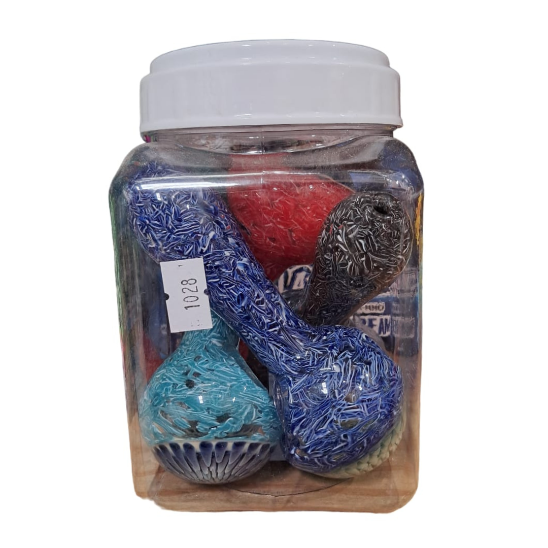 5 INCHES GLASS HAND PIPE (SPOON) ASSORTED - PACK OF 4