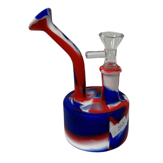 5 INCHES RED, WHITE AND BLUE SILICONE WATERPIPE ASSORTED COLORS