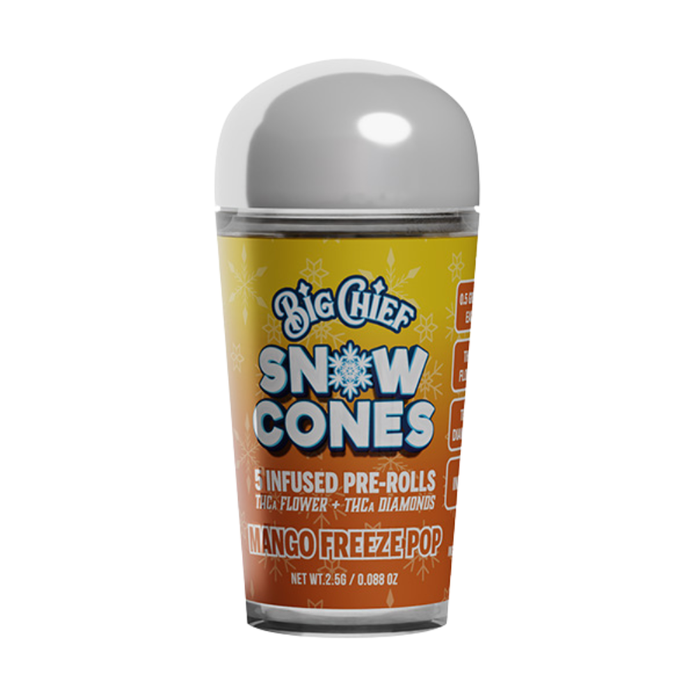 BIG CHIEF SNOW CONES 2.5G INFUSED WITH LIVE RESIN + DIAMONDS 5 PREROLLS PER JAR - PACK OF 6
