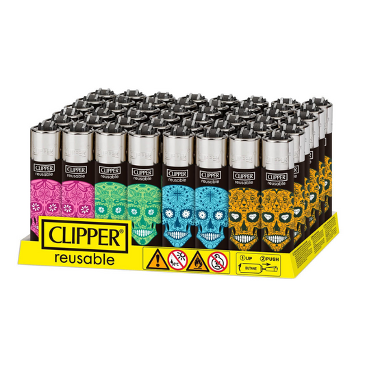 CLIPPER REUSABLE LATIN SKULL LIGHTER - PACK OF 48