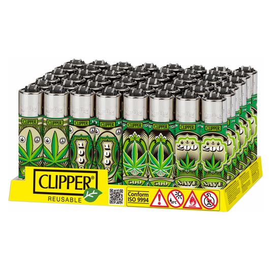 CLIPPER REUSABLE LEAVES DESIGN LIGHTER - PACK OF 48