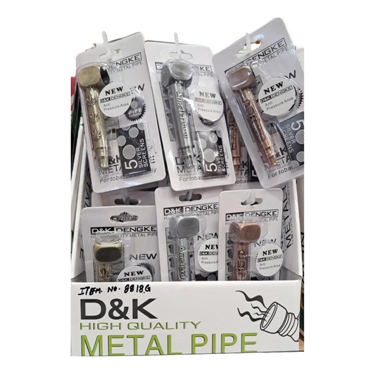 D & K DENGKE 3 INCHES HIGH QUALITY SQUARE HEAD WITH SKULL AND AMSTERDAM ETCHED HAND PIPE - PACK OF 24