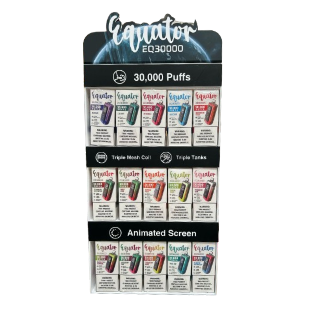 EQUATOR EQ30000 DISPOSABLE VAPE WITH ACRYLIC DISPLAY - PACK OF 75