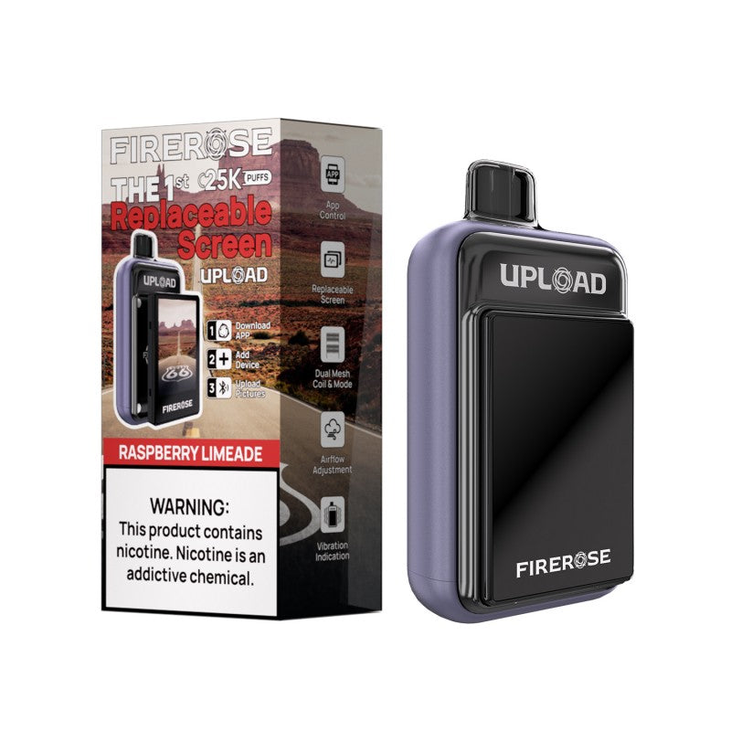 FIREROSE UPLOAD - THE 1ST REPLACEABLE SCREEN DISPOSABLE VAPE 25000 PUFFS - PACK OF 5