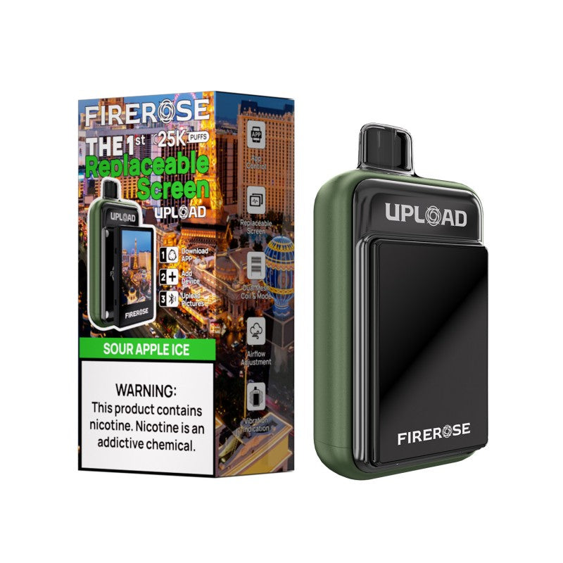 FIREROSE UPLOAD - THE 1ST REPLACEABLE SCREEN DISPOSABLE VAPE 25000 PUFFS - PACK OF 5