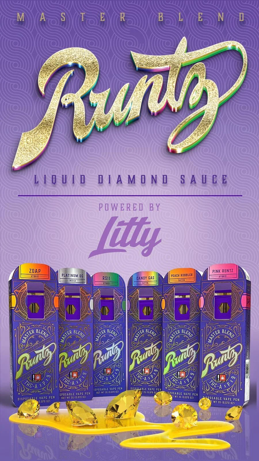 RUNTZ x LITTY LIQUID DIAMOND SAUCE 9 2G DISPOSABLES- PACK OF 10