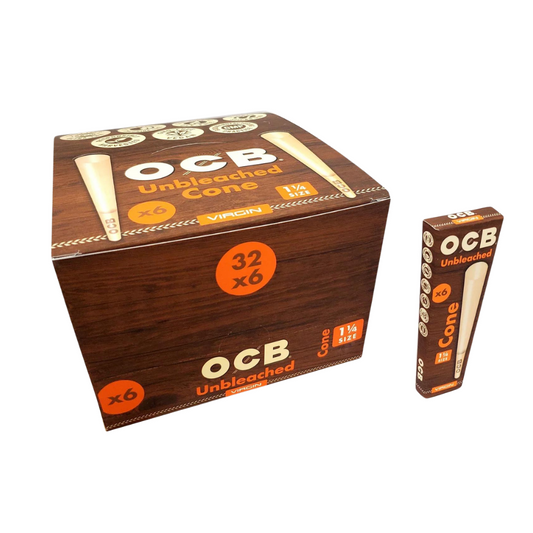 OCB ORGANIC HEMP CONES 6X 11/4 SIZE UNBLEACHED - PACK OF 32