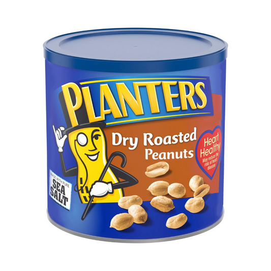 PLANTERS DRY ROASTED PEANUTS LARGE SAFE CAN