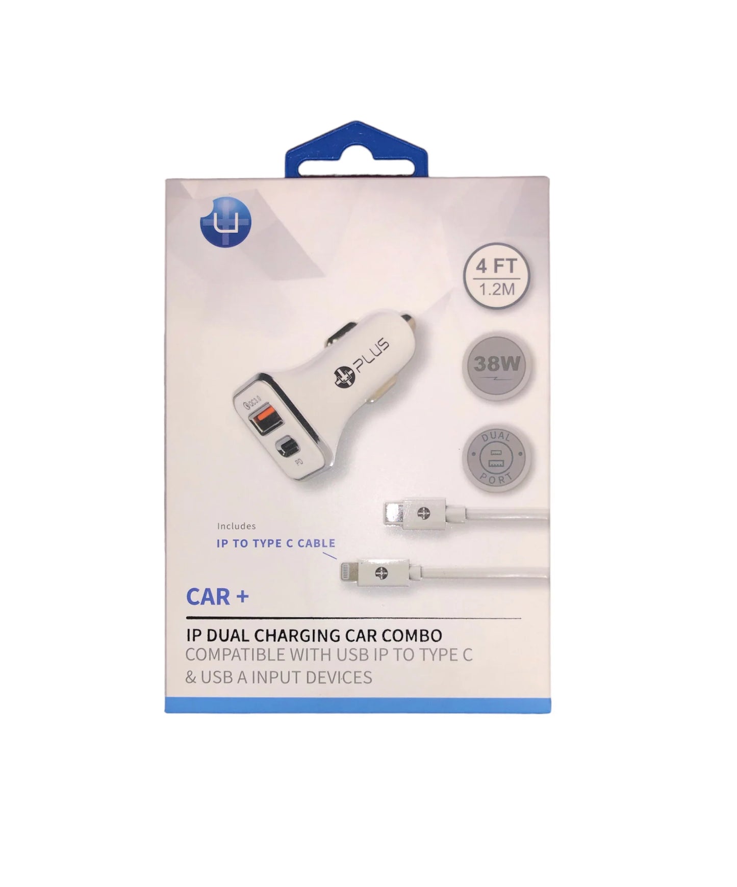 UPLUS CAR+ IPHONE DUAL CHARGING CAR COMBO 4FT