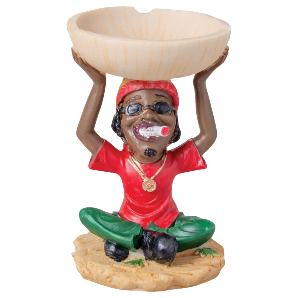 RASTA JAMAICAN MAN HOLDING BASKET CIGARETTE ASHTRAY