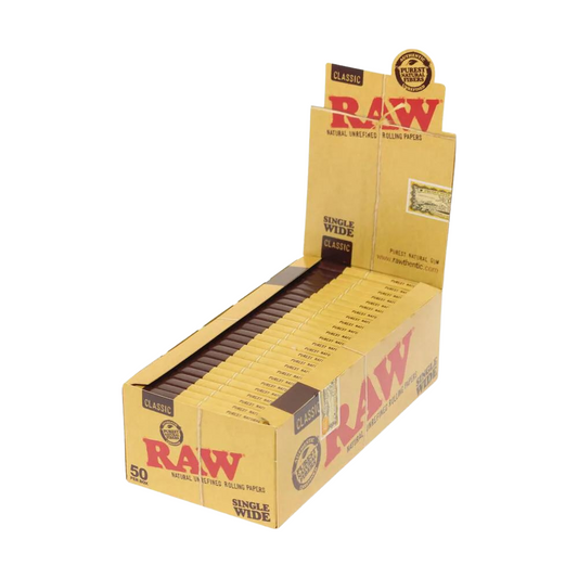 RAW CLASSIC SINGLE WIDE ROLLING PAPER - PACK OF 25