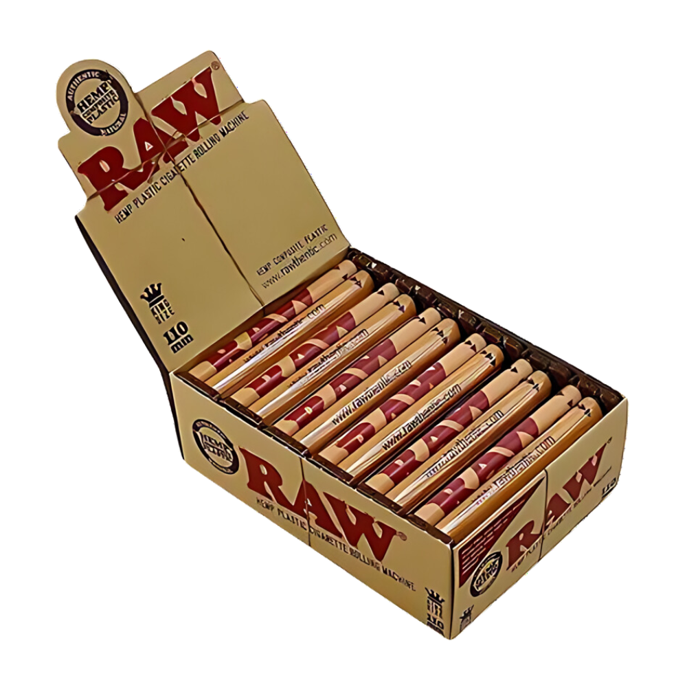 RAW KING SIZE HEMP PLASTIC 110MM ROLLING MACHINE - 12 ROLLERS PER PACK