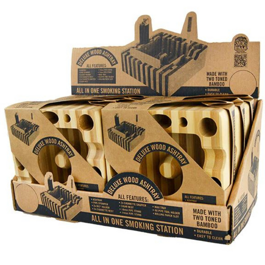 SMOKE ZILLA DELUXE WOOD ASHTRAY - PACK OF 6