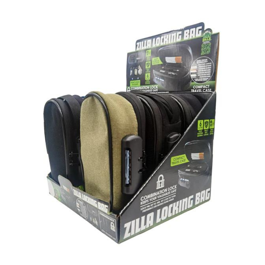 SMOKE ZILLA LOCKING BAG WITH COMBINATION LOCK ASSORTED - PACK OF 6