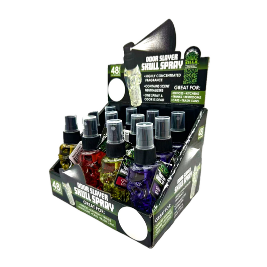 SMOKE ZILLA ODOR SLAYER SKULL SPRAY ASSORTED - PACK OF 12