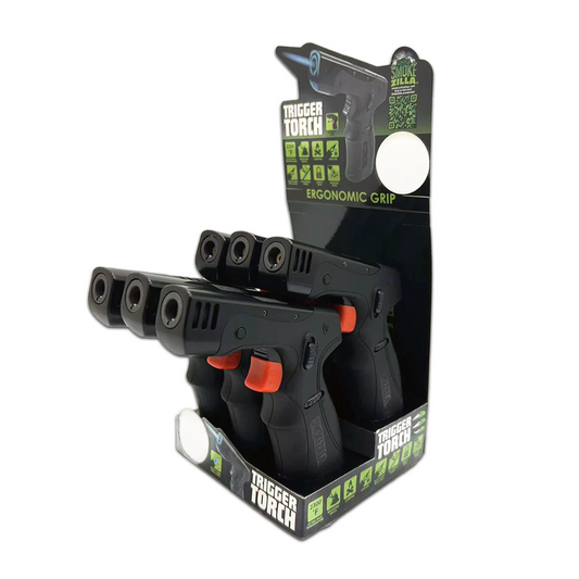 SMOKE ZILLA TRIGGER TORCH LIGHTER ERGONOMIC GRIP ASSORTED - PACK OF 6