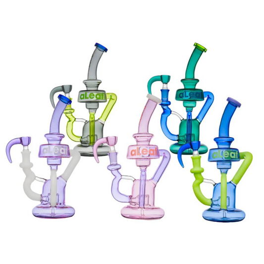 9 INCHES GLASS ALEAF RECYCLER WATERPIPE ASSORTED (AL2035)