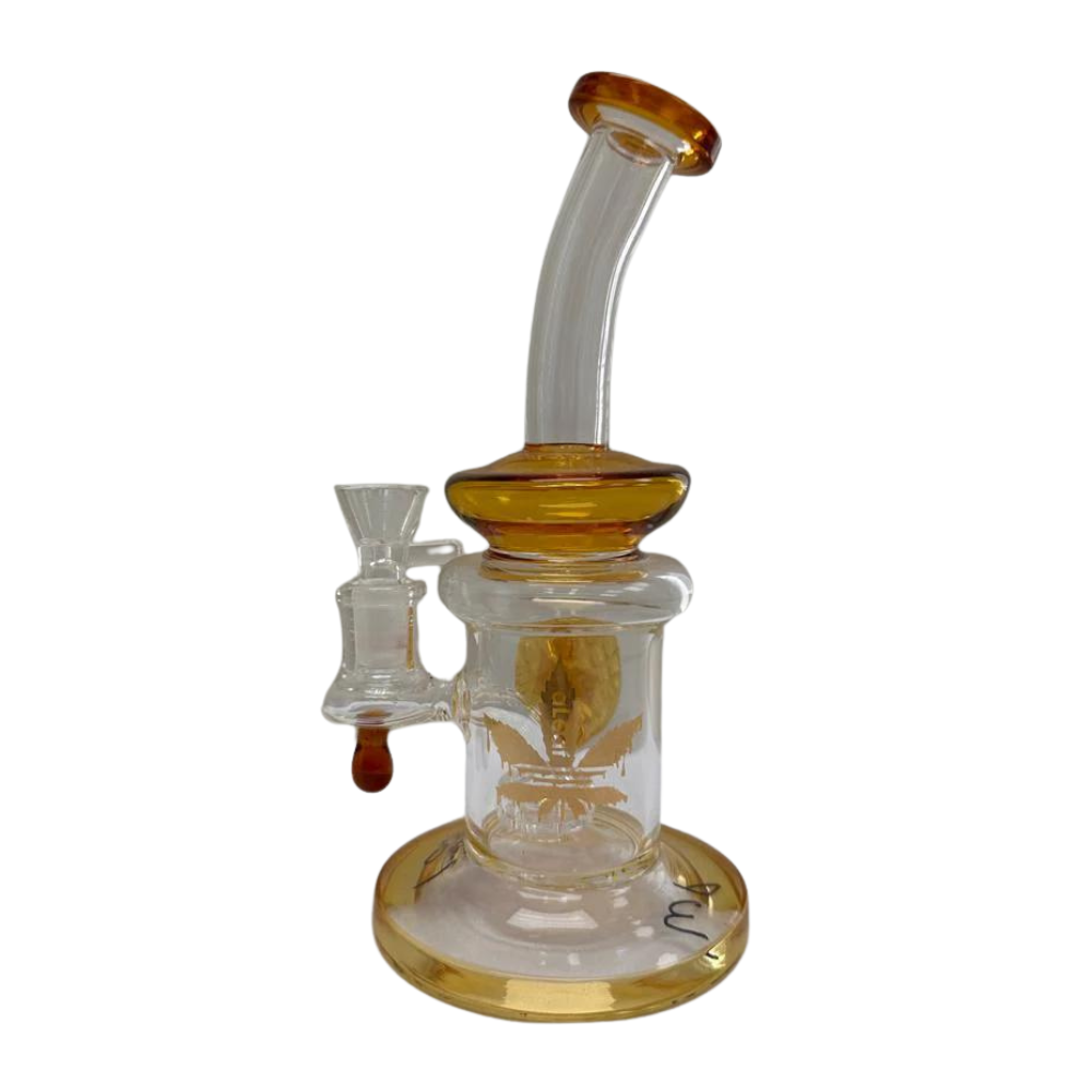 8 INCHES ALEAF ORANGE FUNNEL GLASS WATER PIPE (WP128)