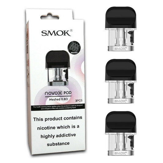 SMOK NOVO X CLEAR POD MESHED 0.8 OHM - PACK OF 3