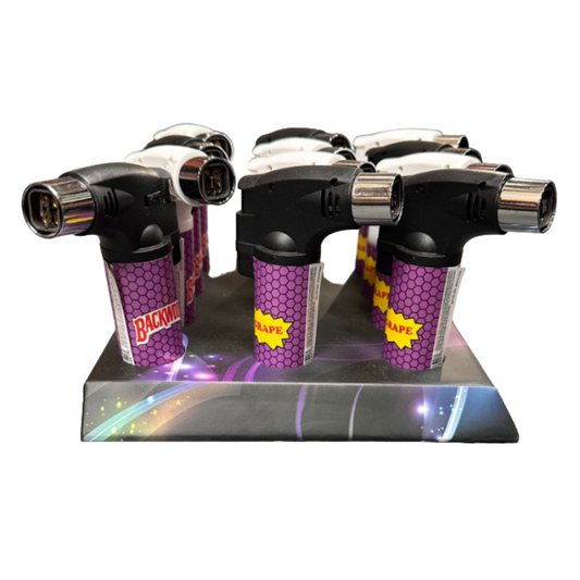 TECHNO TORCH BACKWOODS PURPLE HONEYCOMB QUAD FLAME LIGHTER - PACK OF 12