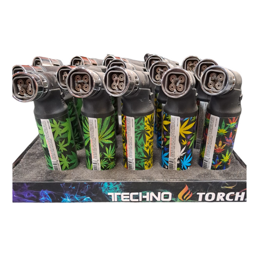 TECHNO TORCH MULTICOLORED QUAD FLAME LIGHTER - PACK OF 15