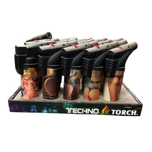 TECHNO TORCH SOUL LIGHTER SINGLE FLAME LIGHTER - PACK OF 15