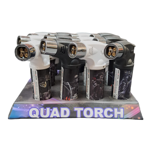 TECHNO TORCH VAMPIRE DESIGN QUAD FLAME LIGHTER - PACK OF 12