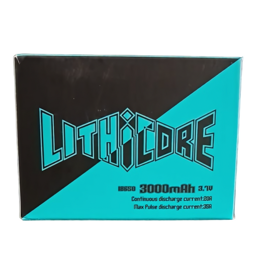 LITHICORE 18650 3000mAh BATTERIES 3.7V-PACK OF 12