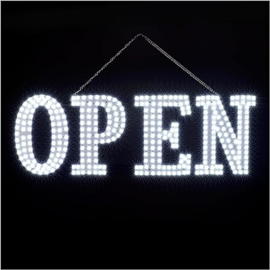 BUSINESS IMAGE SIGN OPEN 10000K WHITE - 40 x 14 INCHES