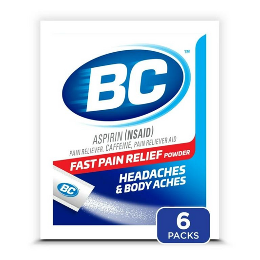 BC FAST PAIN RELIEF POWDER FOR HEADACHES & BODY ACHES - PACK OF 6