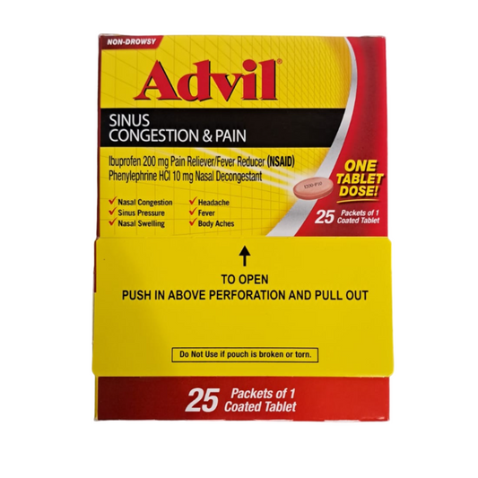 ADVIL SINUS CONGESTION & BRAIN PAIN RELIEVER 200MG - PACK OF 25