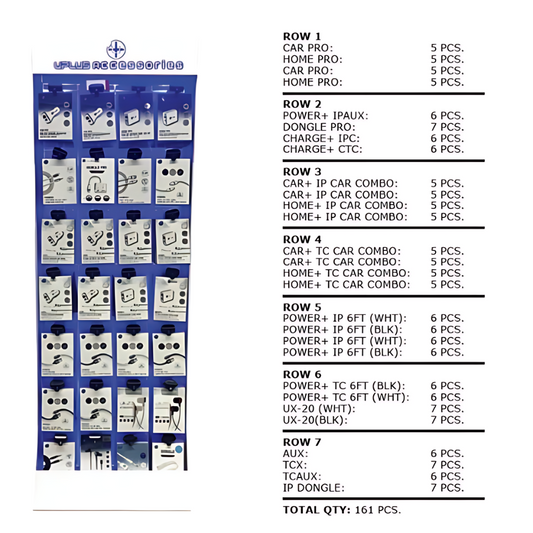 UPLUS ACCESSORIES MEDIUM FLOOR DISPLAY | CHARGING WIRES, COVERTERS, CHARGING ADAPTERS, EARPHONES - DISPLAY OF 161